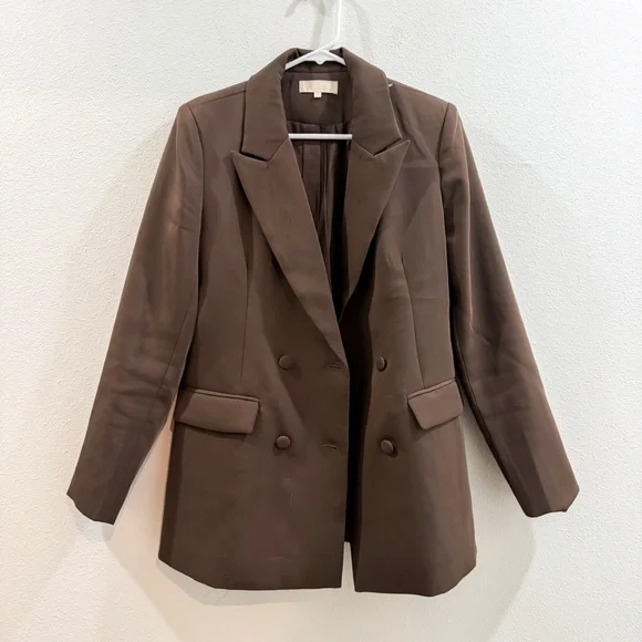 Meshki Tailored Brown‎ Double-Breasted Blazer M - Picture 3 of 6